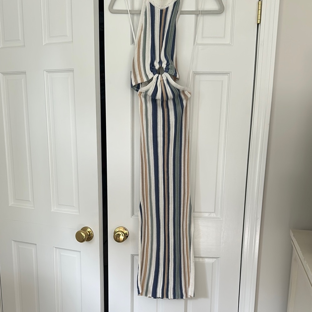 Miou Muse Striped Sleeveless Maxi Dress